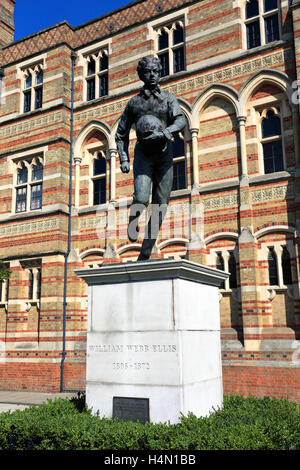 Statue of William Webb Ellis, Rugby School, Rugby town, Warwickshire, England, UK Stock Photo