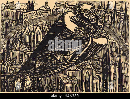 Ernst Barlach, The Cathedrals, German, 1870 - 1938, 1920, woodcut Stock Photo