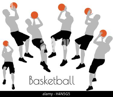 EPS 10 vector illustration of a man in Basketball pose on white background Stock Vector