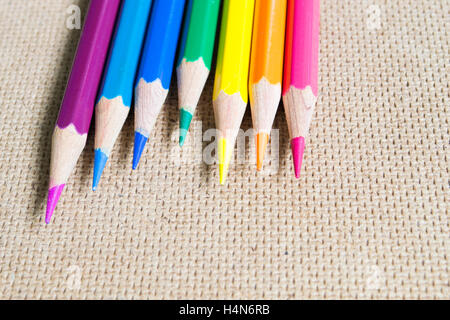 rainbow colored pencils Stock Photo