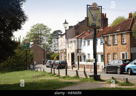 Pubs on Wimbledon Common: the Hand in Hand and the Crooked Billet, both located at the southwest corner of the common Stock Photo