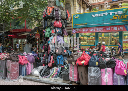 Street scene with luggage, central Hanoi, Vietnam Stock Photo