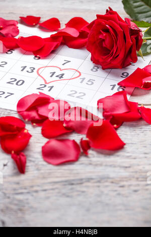 Calendar page with a detail of the valentine day Stock Photo