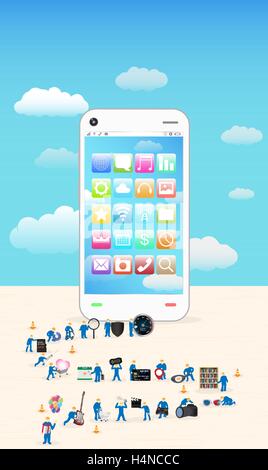 Technology Device Laptop Maintenance Cartoon Stock Vector Art