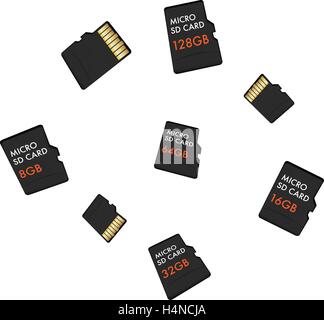 Micro SD memory card white icons in round glossy buttons with steel ...