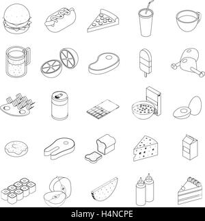 Food icons set, isometric 3d style Stock Vector