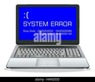 laptop with error screen Stock Vector