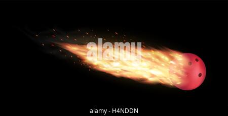bowling ball burning on a black background Stock Vector