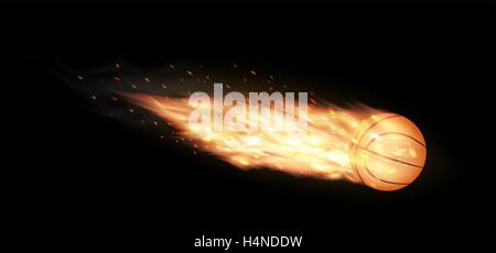 basket ball burning on a black background Stock Vector