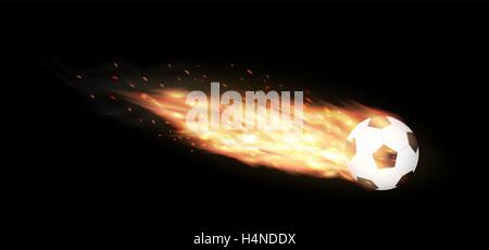 soccer ball burning on a black background Stock Vector