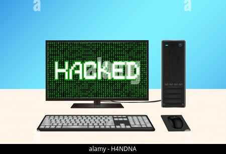 desktop computer hacked vector Stock Vector