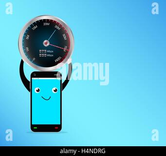 smartphone with speed test meter Stock Vector