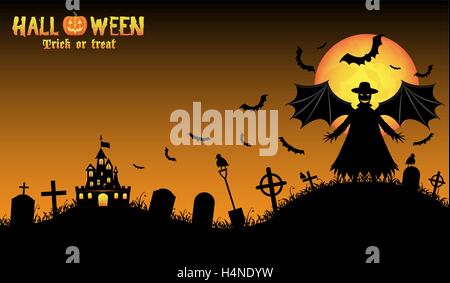 vampire with halloween background Stock Vector