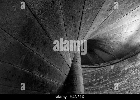 Black and white spiral stairs. Stock Photo