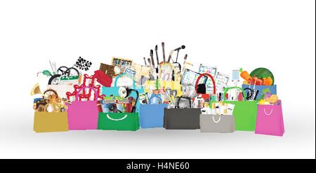 Shopping bags with many object inside Stock Vector