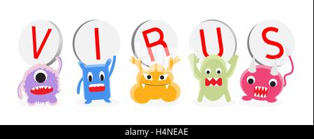 virus cartoon character set vector Stock Vector