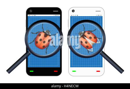 smartphone found a bug Stock Vector