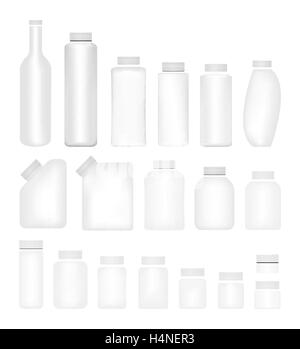 Blank Set of Plastic Packaging Bottles with Cap Stock Vector