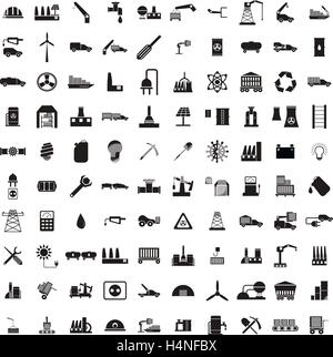 100 Industry icons set Stock Vector