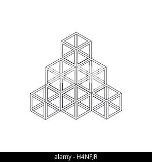 Cube pyramid icon, isometric 3d style Stock Vector