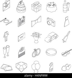 Wedding icons set, isometric 3d style Stock Vector