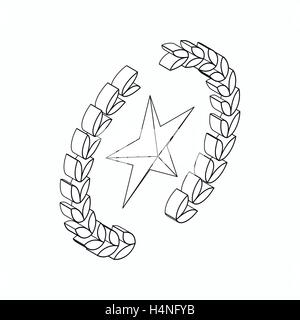 Laurel wreath with star icon, isometric 3d style Stock Vector