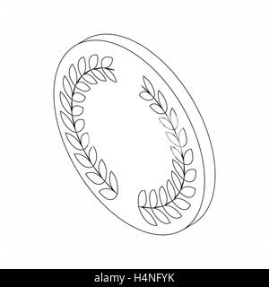 Medal with laurel wreath icon, isometric 3d style Stock Vector