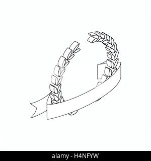 Laurel wreath with ribbon icon, isometric 3d style Stock Vector