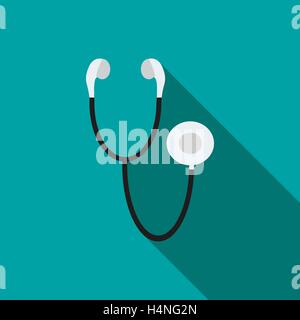 Phonendoscope icon, flat style Stock Vector