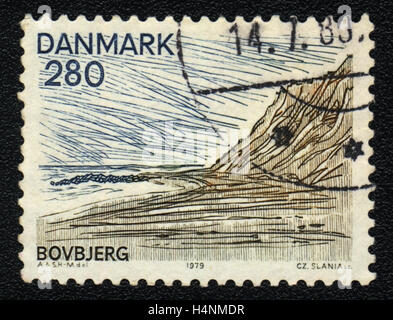 A postage stamp printed in Denmark 1979, shows View of the sea, Bovbjerg, 1980 Stock Photo