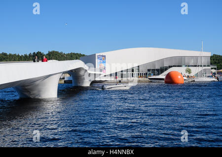 Footbridge in Mandal, Norway Stock Photo