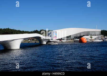 Footbridge in Mandal, Norway Stock Photo