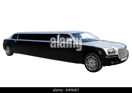 The classic black limousine, isolated on white background. Stock Photo