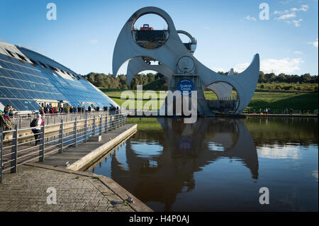 The Falkirk Wheel on the Forth and Clyde Canal, Falkirk, Stirlingshire, Scotland. Stock Photo