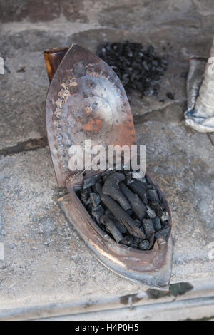 Vintage iron still being used in household within old walled section of Ahmedabad city,Gujurat,India,South,Asia, Stock Photo