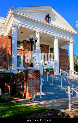 Trinity Memorial United Methodist Church on Ash Street in the historic district of Fernandina Beach City in Florida Stock Photo