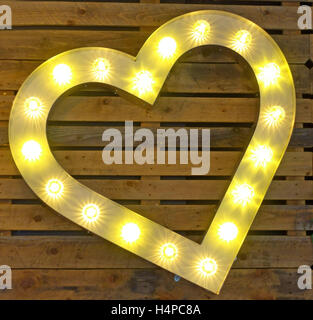 Heart shaped light in London coffee bar Stock Photo