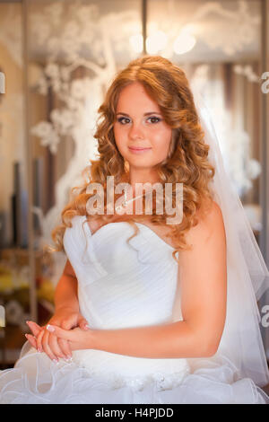 Stylish bride in white dress Stock Photo