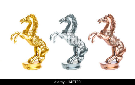 Trophy statuette of horse racing isolated on white Stock Photo