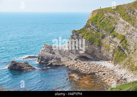 Rock formations along the Jurassic Coast World Heritage Site near Lulworth in Dorset England United Kingdom UK Stock Photo