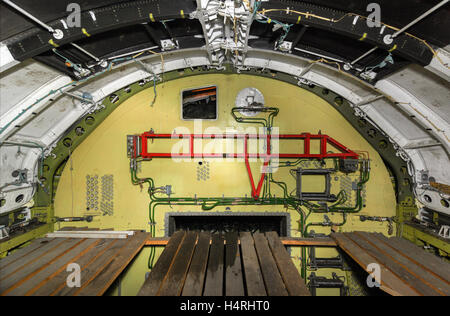 The partition between the nose and the unfinished the cargo bay of the spaceship Stock Photo