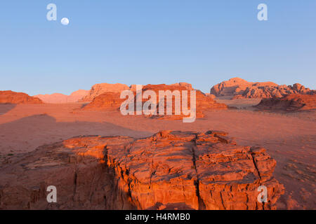 Sunset landscape in the Wadi Rum desert. Jordan. Stock Photo