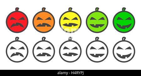 Halloween Pumpkin color Emoji icons Stock Vector