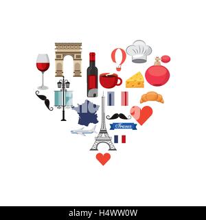french culture set icons Stock Vector