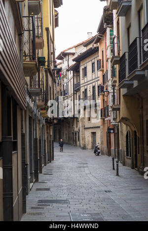 VITORIA-GASTEIZ, SPAIN - OCTOBER 16, 2016: typical dwelling houses in historic part of Vitoria-Gasteiz. Spain Stock Photo