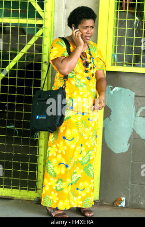 fiji, nadi, woman in market Stock Photo