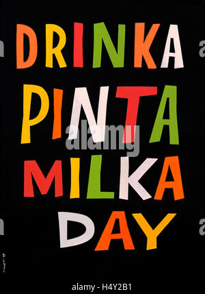 1959 poster on an advertising hoarding or billboard in north London - it has the promotional slogan 'Drinka Pinta Milka Day' Stock Photo