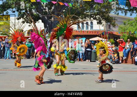 Native American Dancers, performers, performing 'Blessing of the Animals',Olvera Street, Los Angeles,California,USA Stock Photo