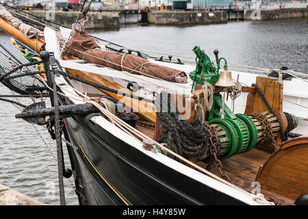 Prow of the Kathleen and May schooner docked in Canning Dock, Liverpool Stock Photo