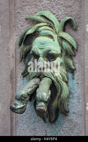 Monumental fountain by Pieter Peppers in Eiermarkt, Brugge, Belgium Stock Photo